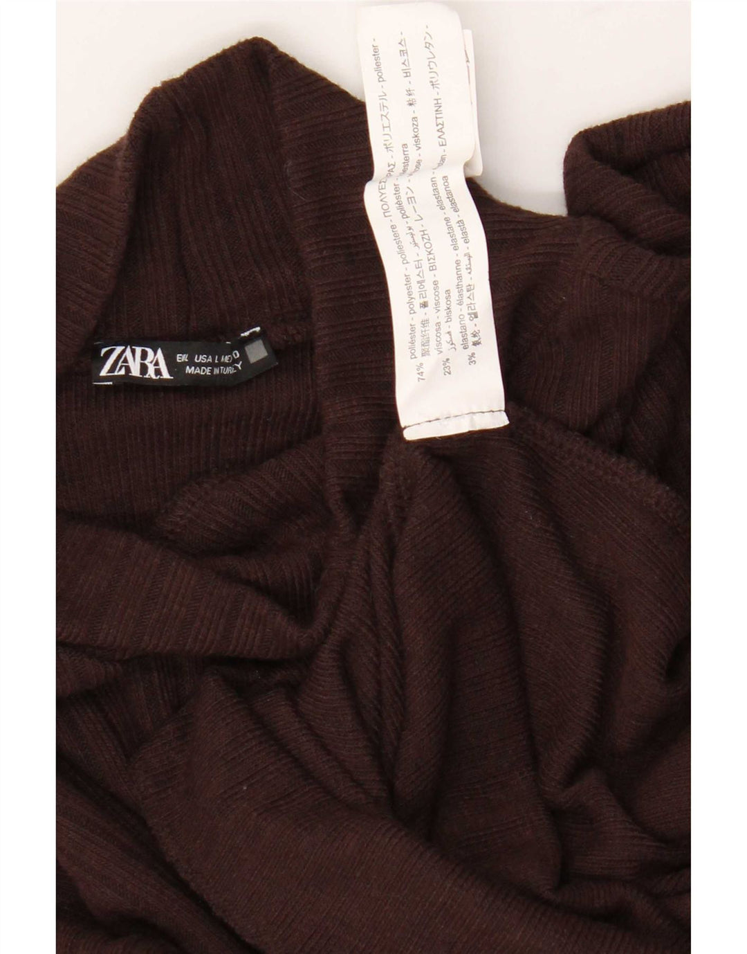 Zara Dametop Langærmet UK 16 Stor Brun Polyester