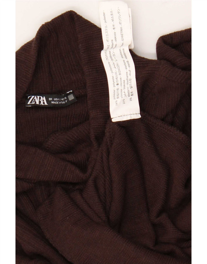 Zara Dametop Langærmet UK 16 Stor Brun Polyester