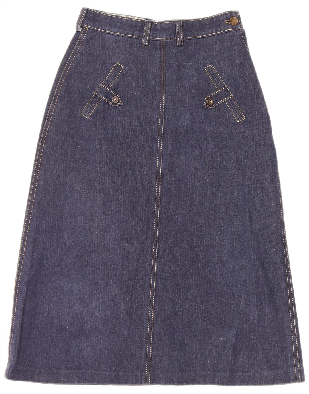 VINTAGE grafisk denimnederdel til kvinder W22 2XS Blå