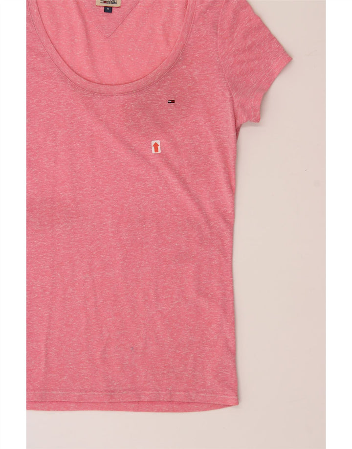 TOMMY HILFIGER Womens T-Shirt Top UK 12 Medium Pink Flecked Vintage Tommy Hilfiger and Second-Hand Tommy Hilfiger from Messina Hembry 