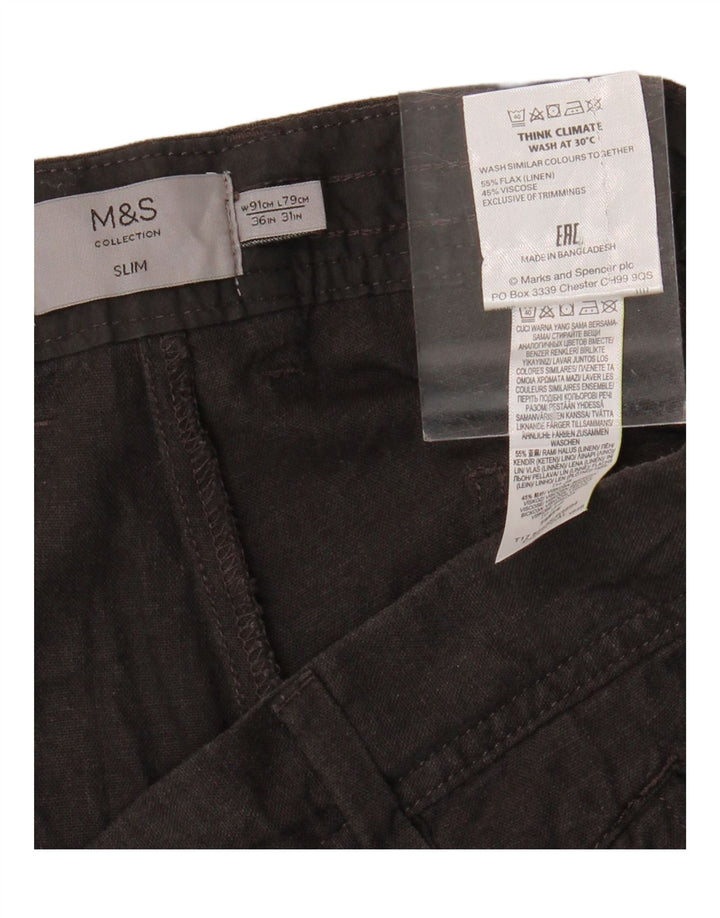MARKS & SPENCER Slim Chino-bukser til mænd W36 L25 Grå hør