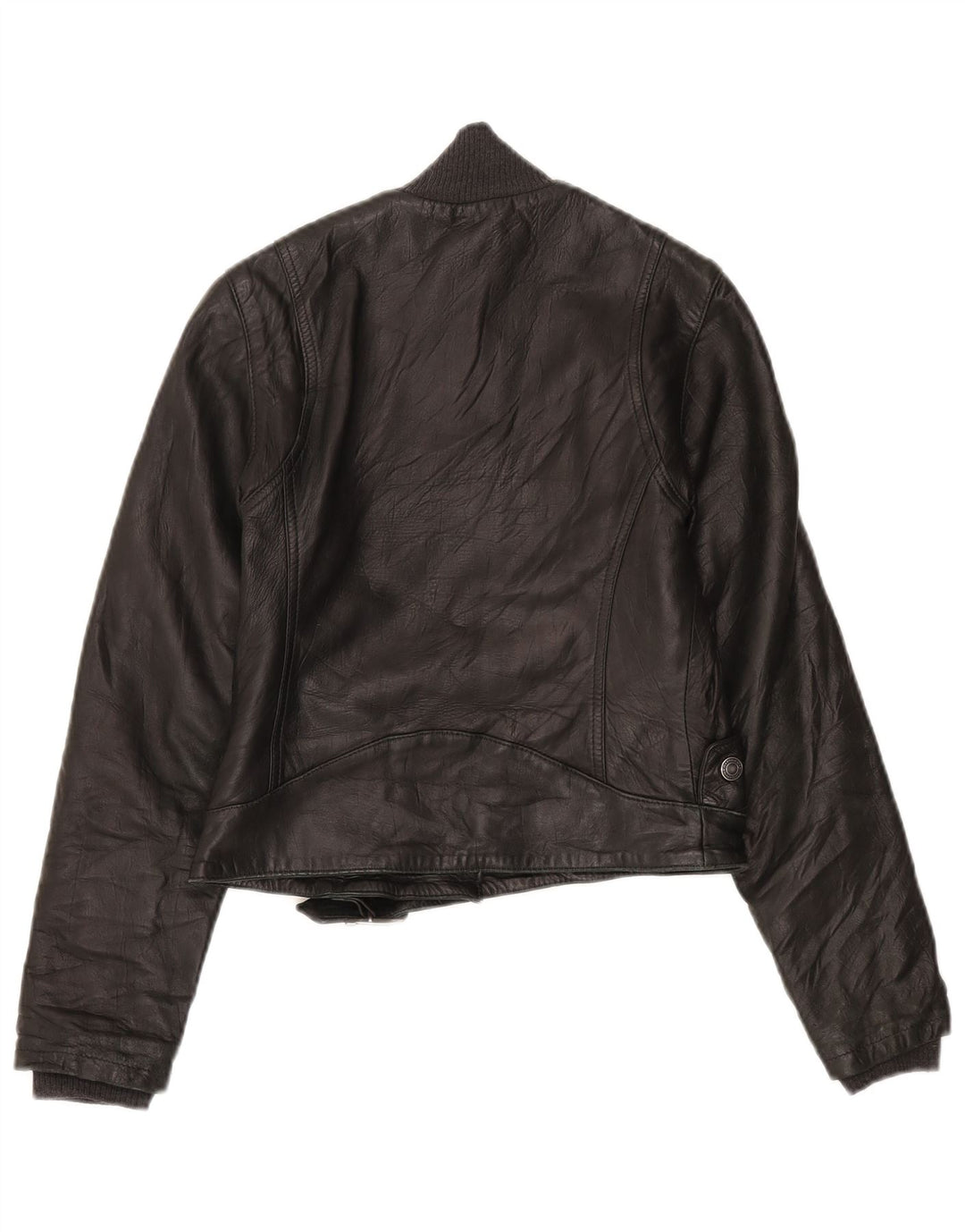 PINKO Womens Leather Jacket UK 8 Small Black Leather