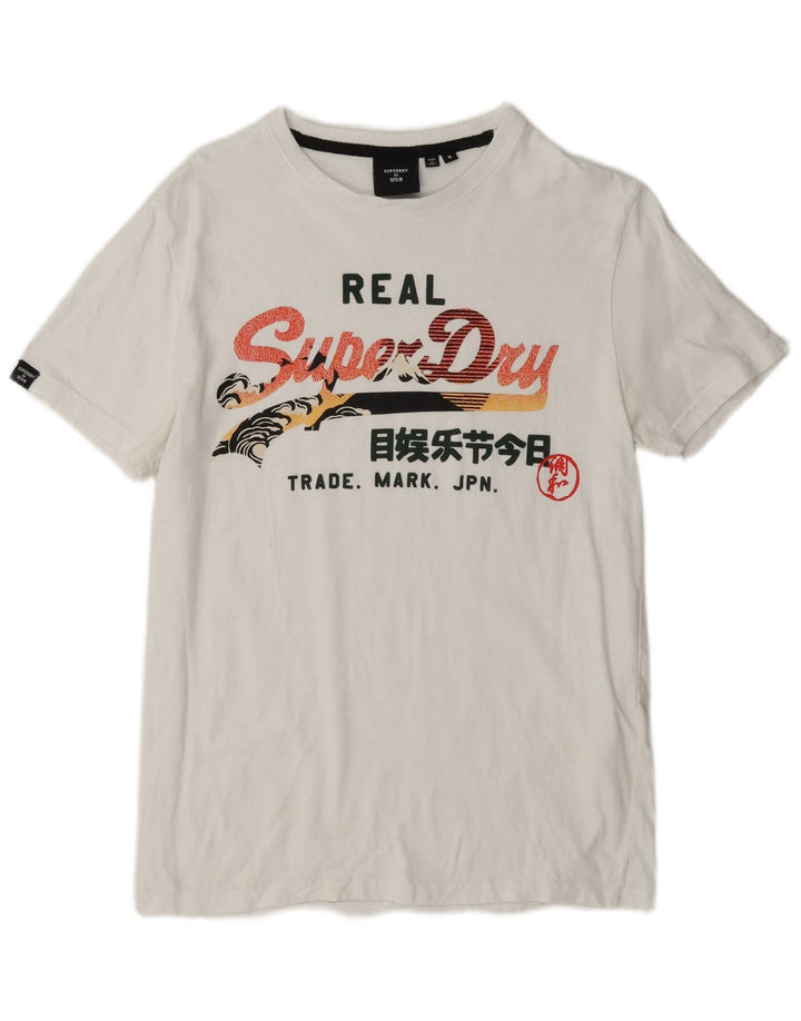 Superdry Grafisk T-shirt til mænd, medium hvid bomuld