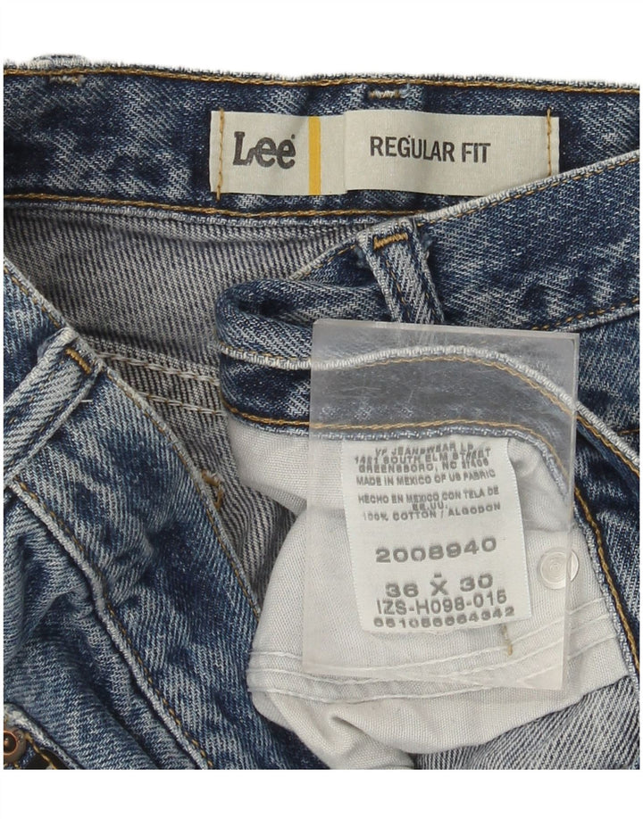 LEE Distressed Straight Jeans til mænd W36 L30 blå bomuld
