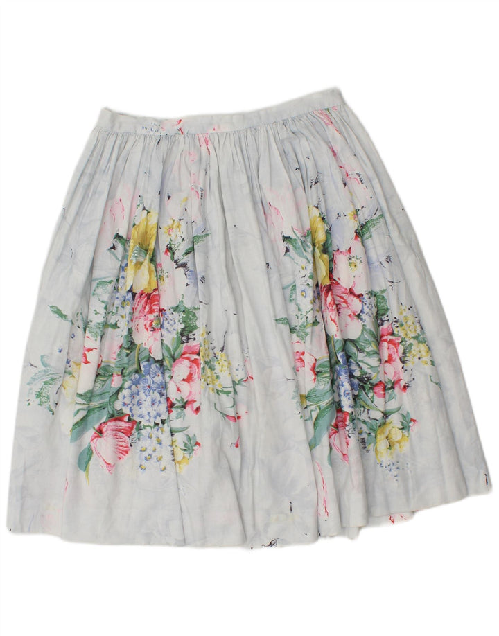 Vintage plisseret A-linje nederdel til kvinder W30 Medium White Floral