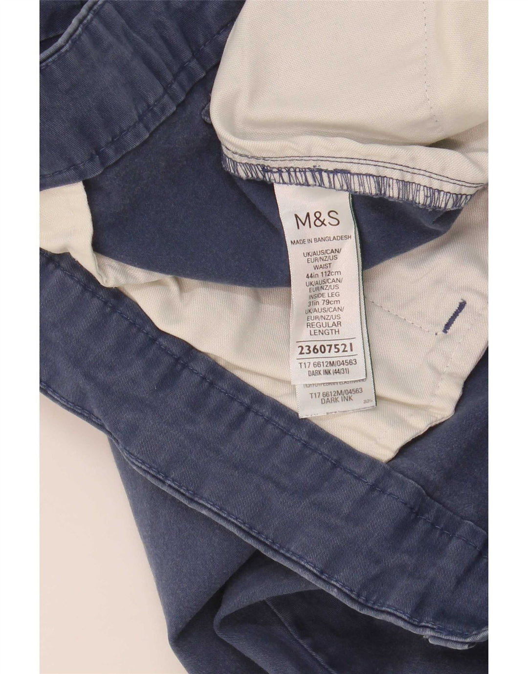 Marks & Spencer Herre Regular Fit Chinobukser W44 L31 Blå bomuld