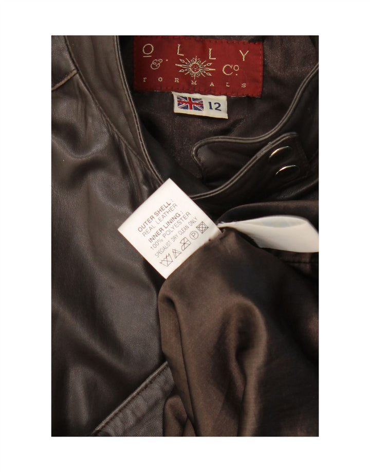 OLLY & CO Womens Leather Coat UK 12 Medium Brown Leather Vintage Olly & Co and Second-Hand Olly & Co from Messina Hembry 