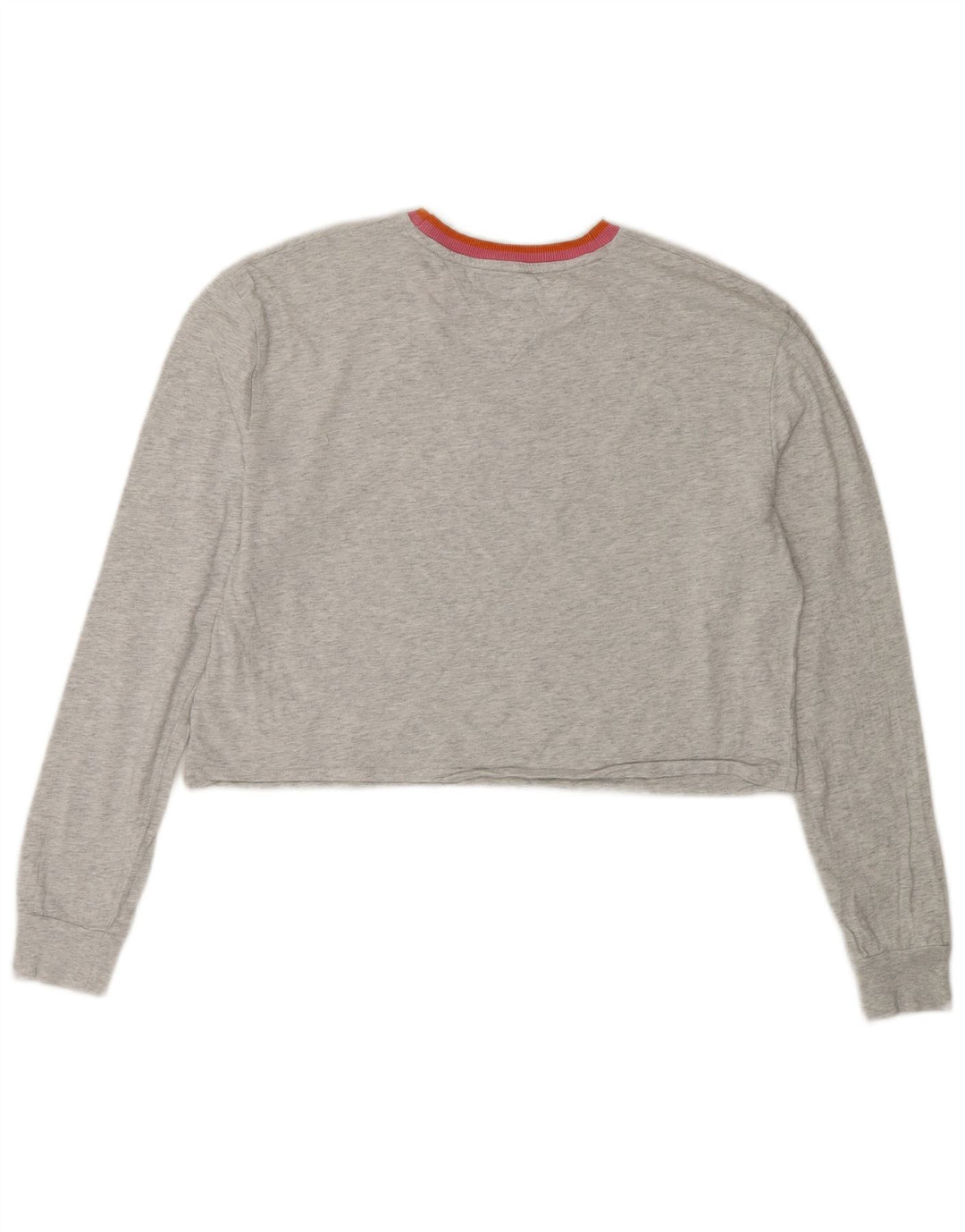 Tommy Hilfiger Dame Oversized Crop Top Langærmet UK 10 Lille Grå