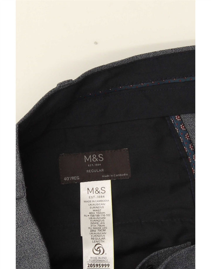 Marks & Spencer Herre Regular Suit Bukser W40 L31 Blå Polyester