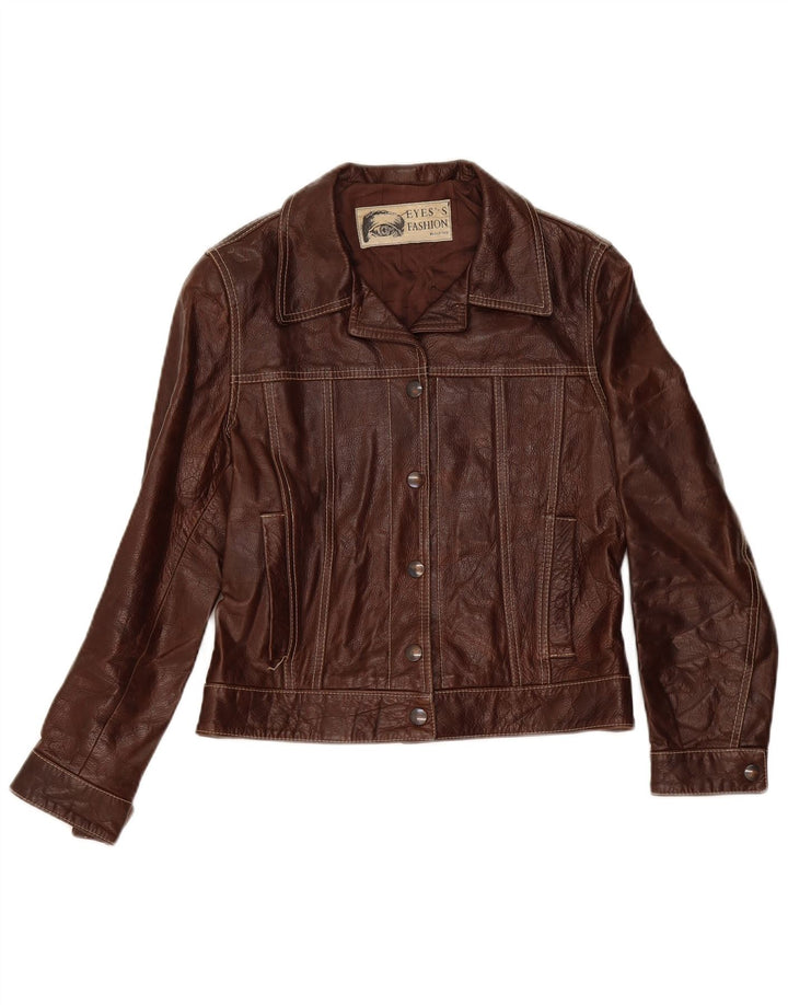 Eyes's Fashion Dame Crop Læderjakke IT 42 Medium Brun
