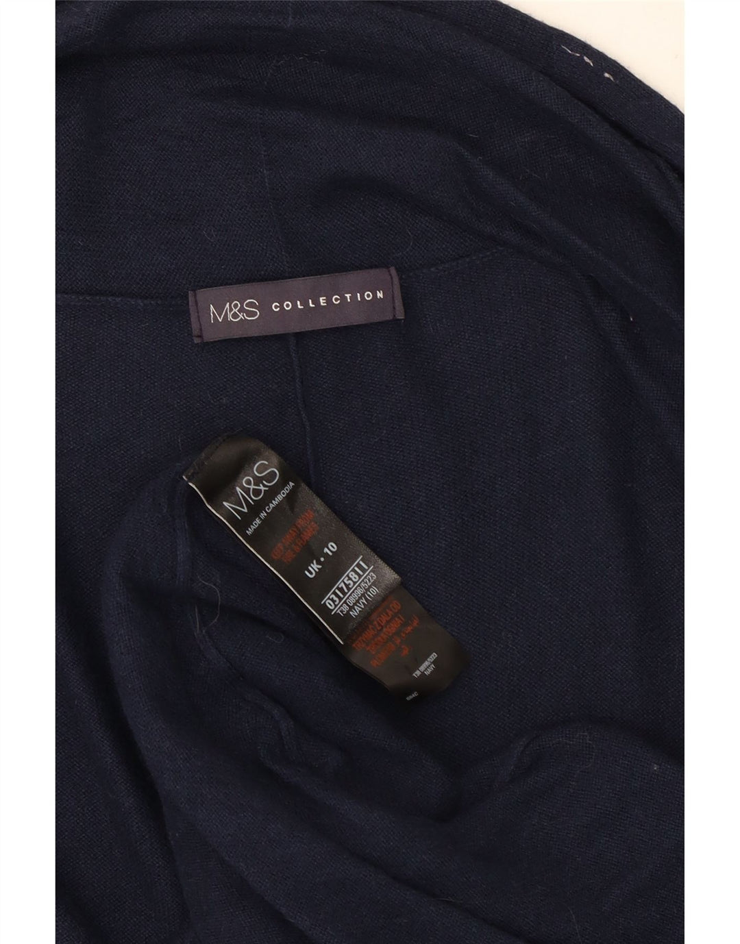Marks & Spencer Dame Longline Åben Cardigan Sweater UK 10 Small Navy Blue