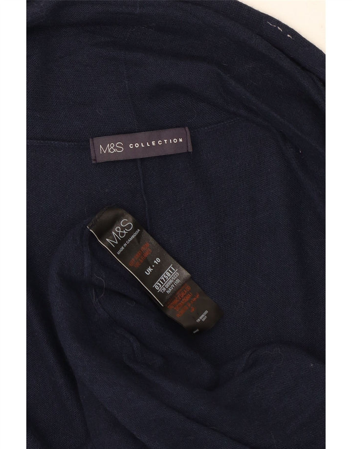 Marks & Spencer Dame Longline Åben Cardigan Sweater UK 10 Small Navy Blue