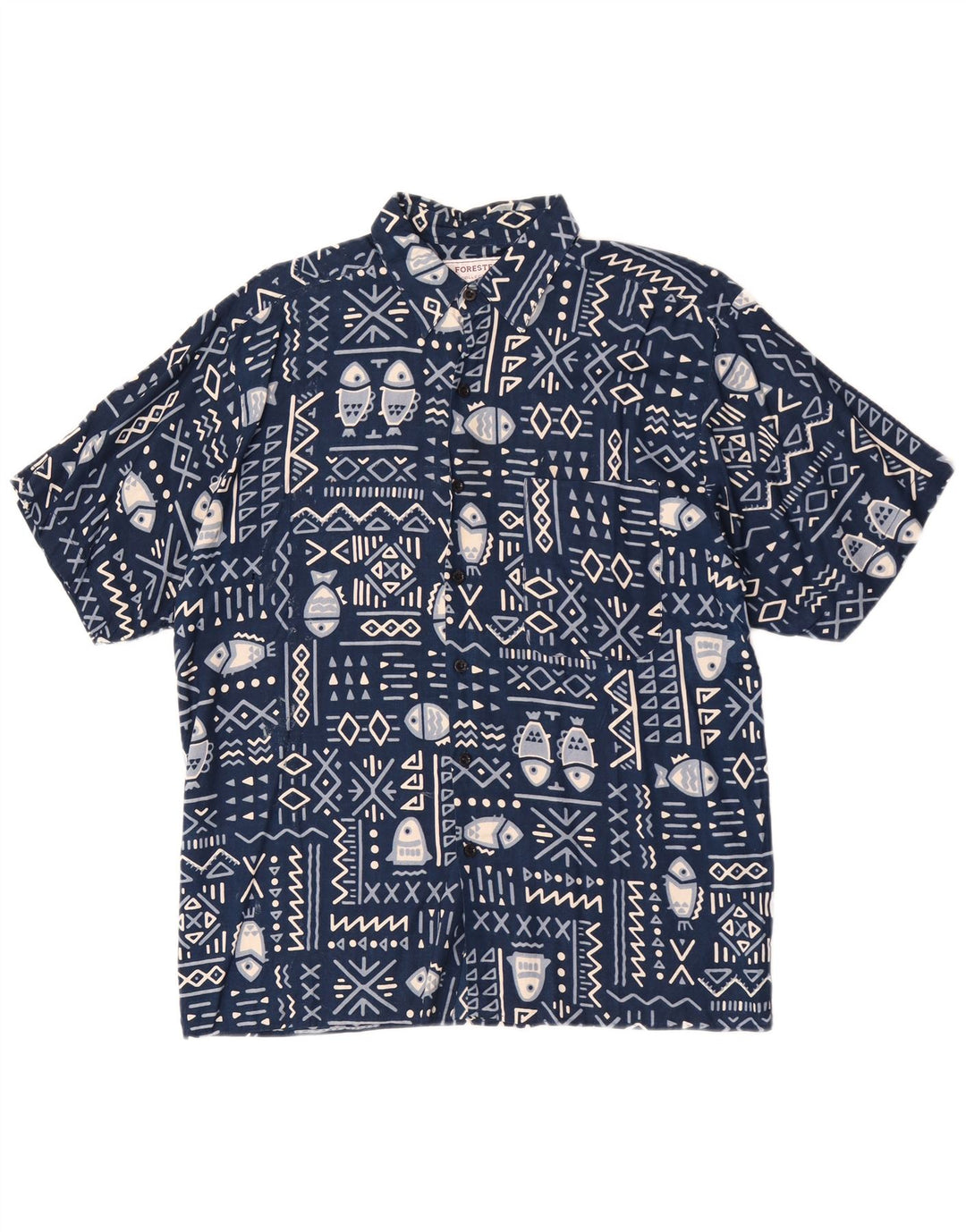 Forester Kortærmet Herreskjorte Stor Navy Blue Rayon