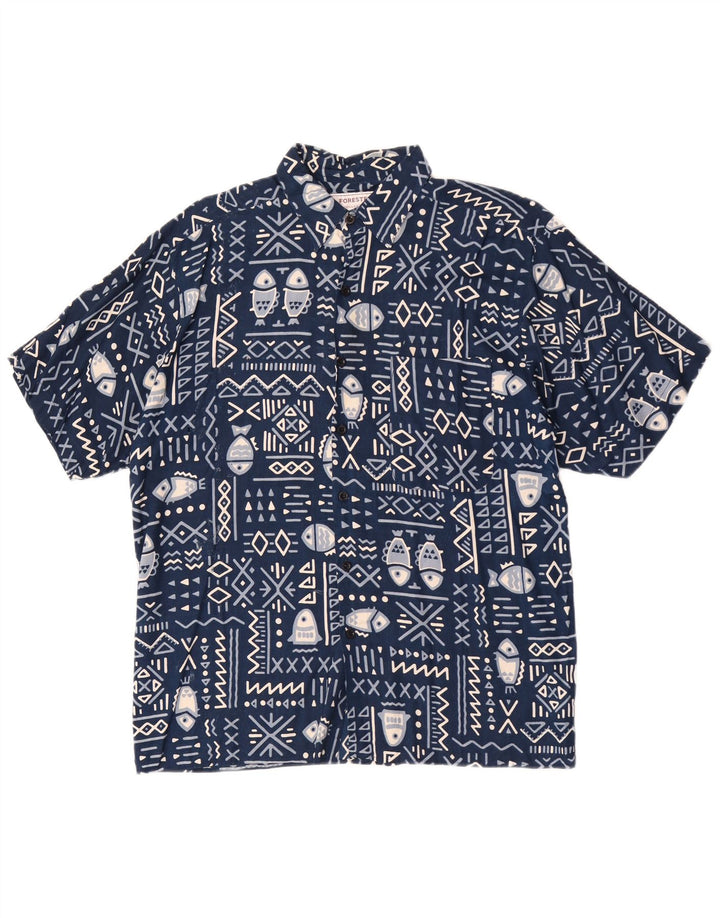 Forester Kortærmet Herreskjorte Stor Navy Blue Rayon