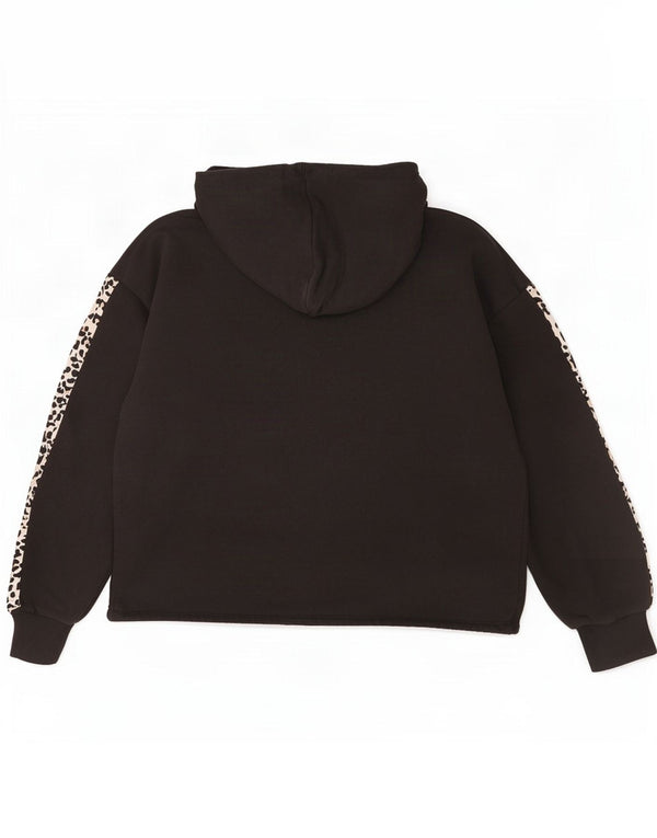 Puma Oversized Hoodie Jumper UK 10 Small Black Animal Print