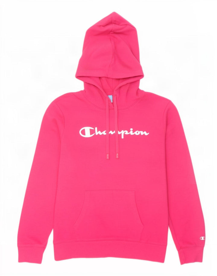 Champion Dame Grafisk Hoodie Jumper UK 14 Medium Pink