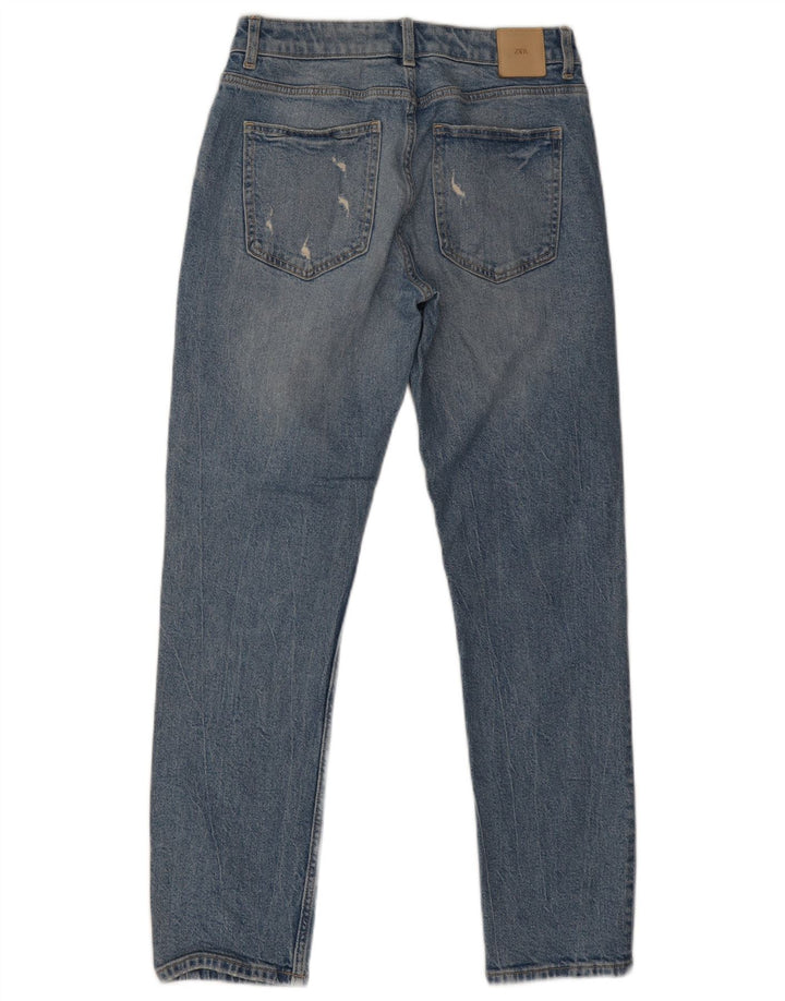 Zara Dame Distressed Slim Jeans EU 36 XS W26 L28 Blå