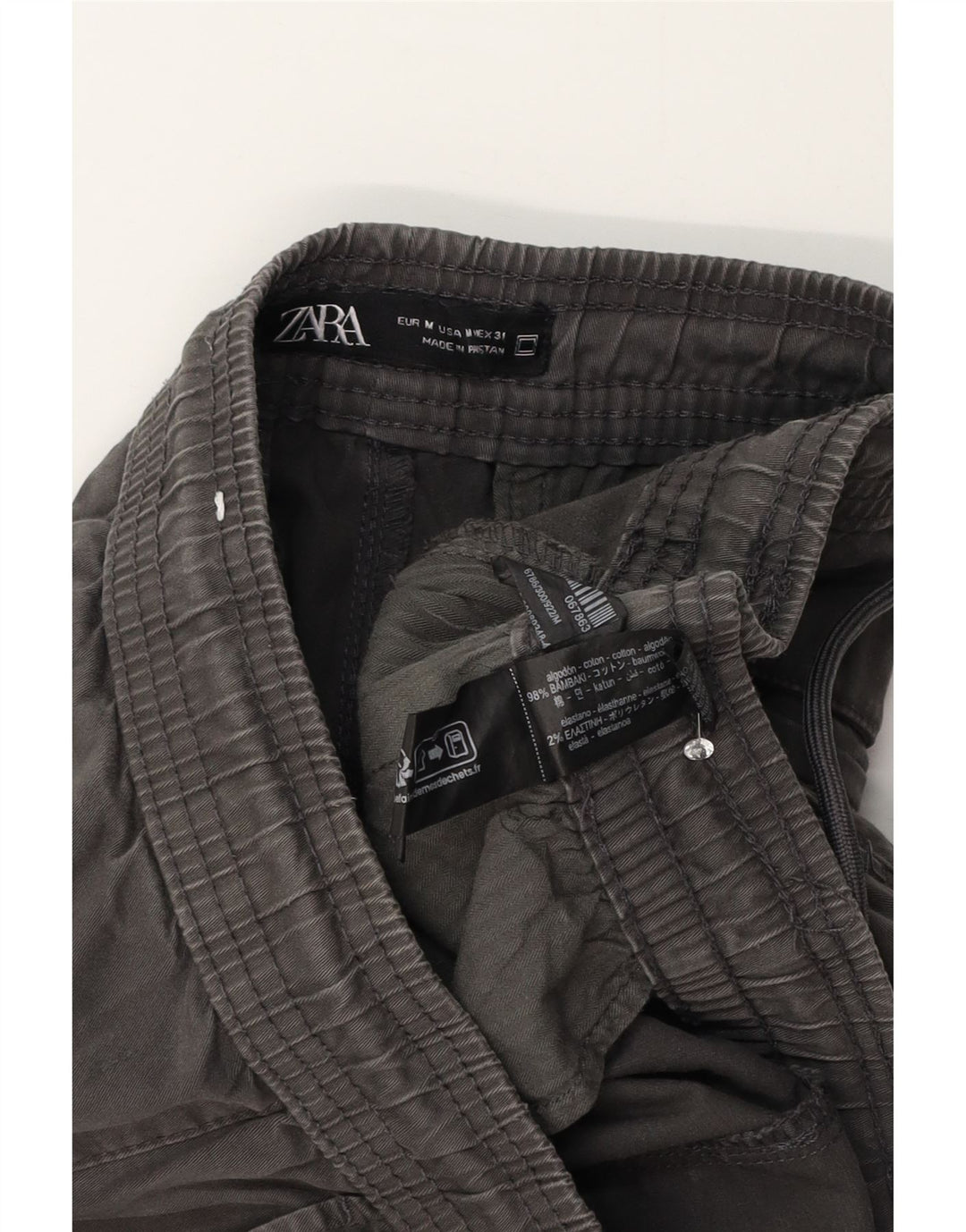 Zara Herre Joggers Chino Bukser Medium W32 L28 Grå Bomuld