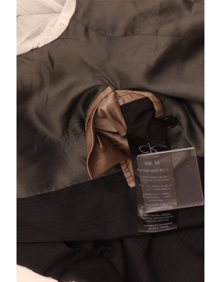 CALVIN KLEIN Mens 2 Button Blazer Jacket IT 54 2XL Navy Blue Pinstripe