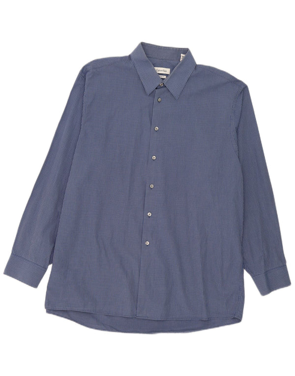 Calvin Klein Herre Regular Fit skjorte str. 17 XL Marineblå Gingham Cotton