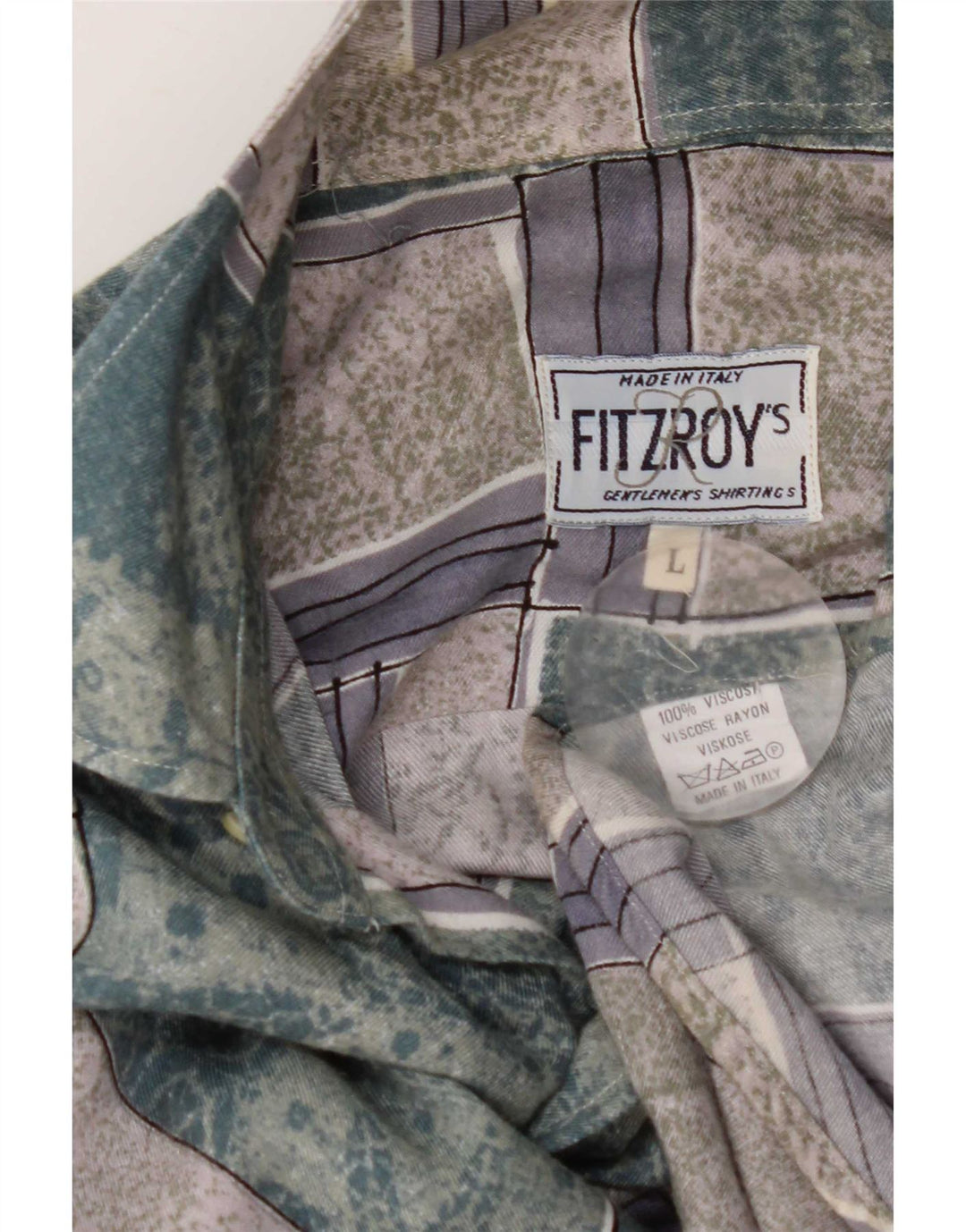 Fitzroy Herreskjorte Stor Grøn Patchwork Viscose