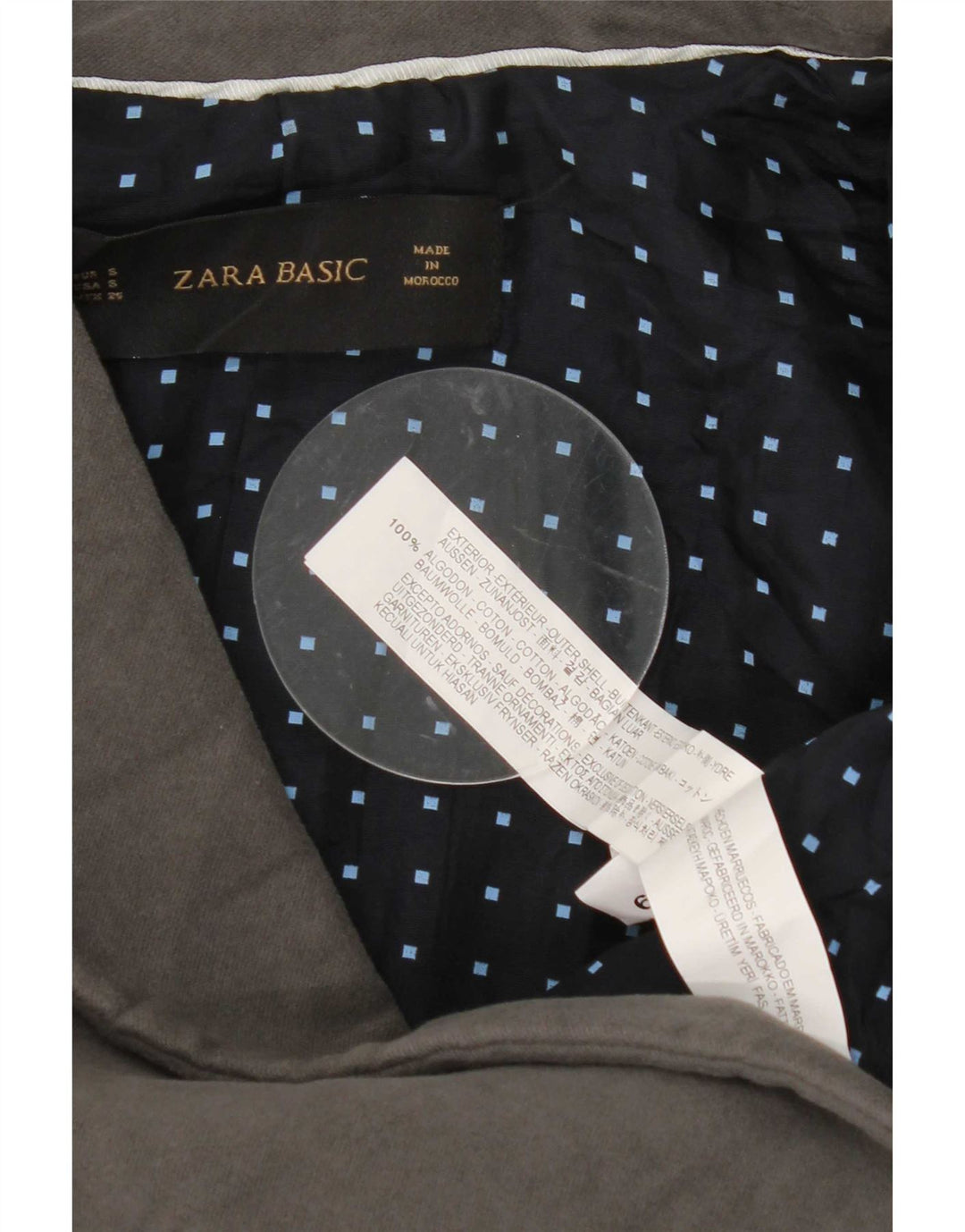 Zara Dame 1 Knap Blazer Jacket UK 10 Lille Grå Bomuld
