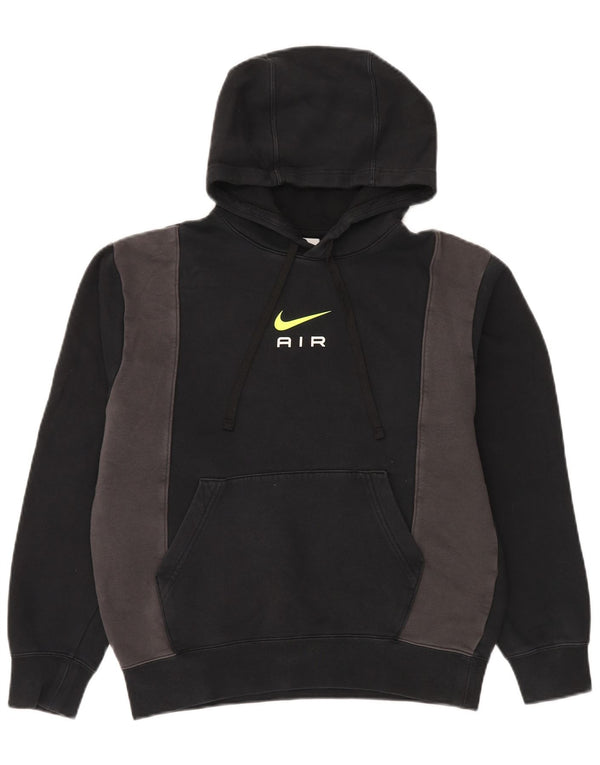 Nike Mens Graphic Hoodie Jumper Small Black Colourblock Cotton
