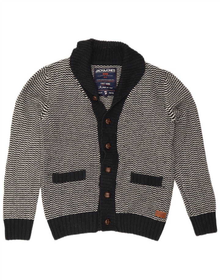 Jack & Jones Herre Cardigan Sweater Stor Sort Chevron Akryl