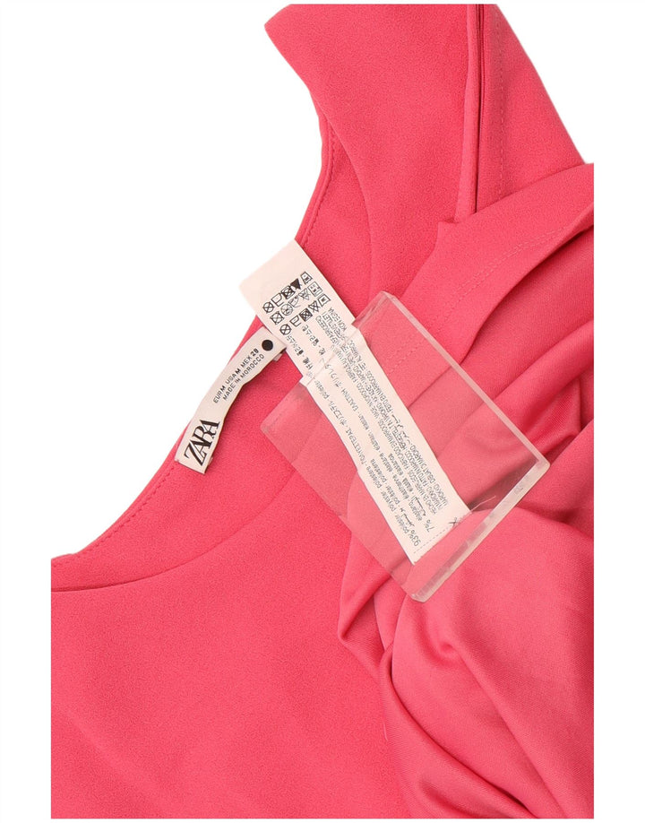 Zara Kvinders Ærmeløs Skede Kjole UK 12 Medium Pink Polyester
