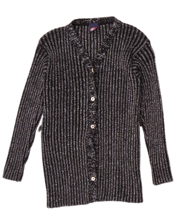 Vintage pige cardigan sweater 10-11 år sort stribet bomuld