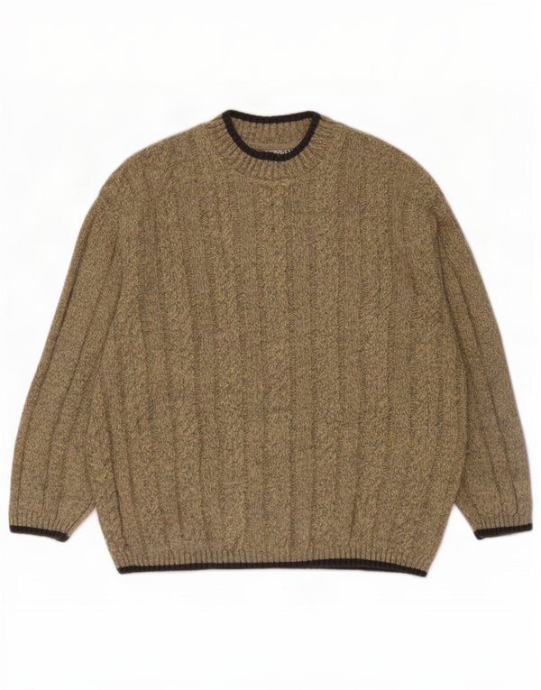 Vintage Herre Turtle Neck Jumper Sweater Lille Beige Polyacryl