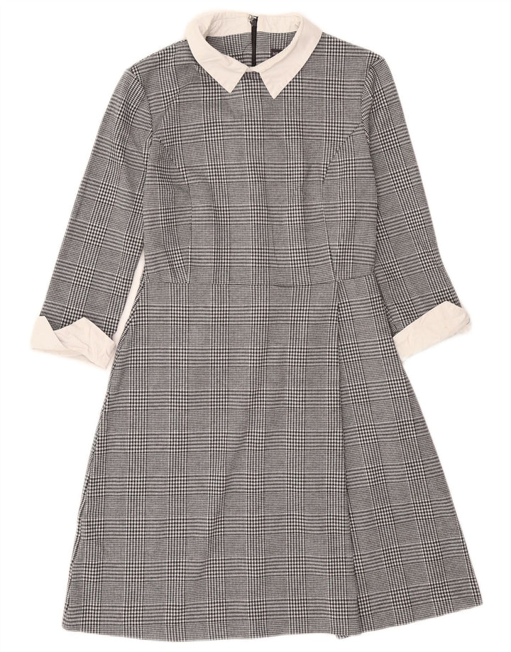 Marks & Spencer Dame A-Line Kjole UK 10 Small Black Houndstooth