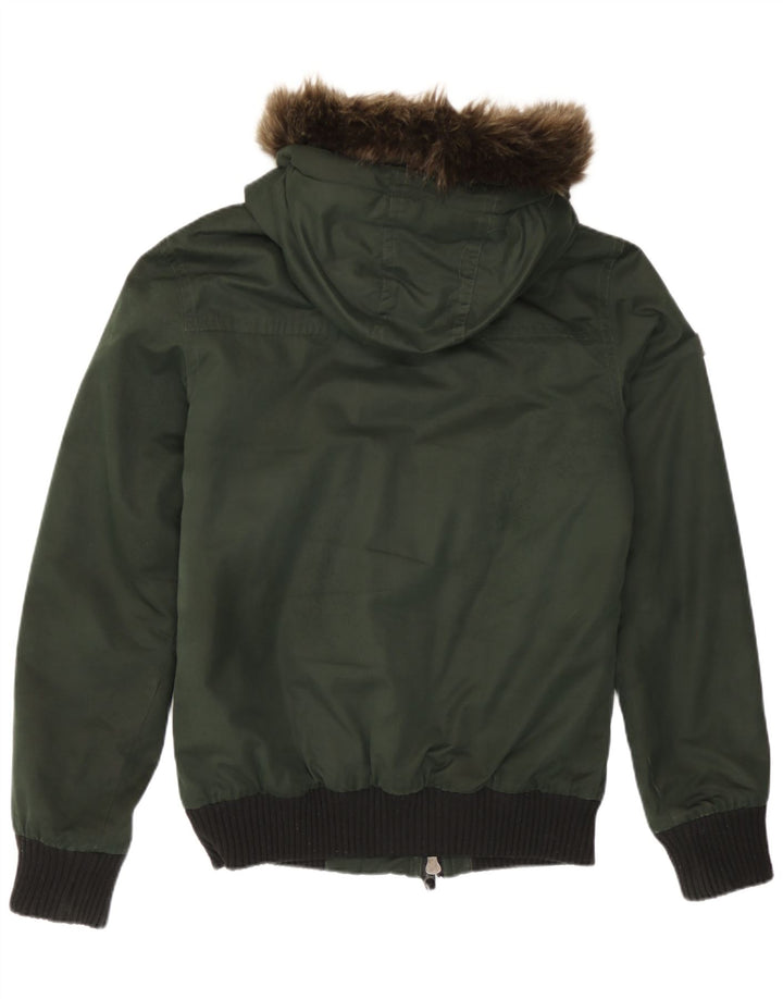 Superdry Bomberjakke med hætte til mænd UK 36 Small Green Colourblock Polyester