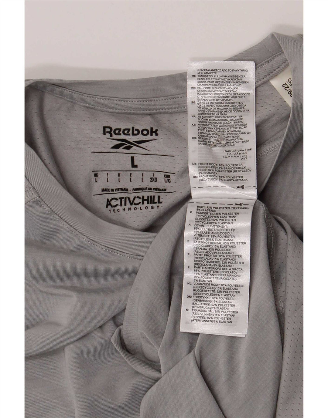Reebok Herre T-Shirt Top Stor Grå Polyester