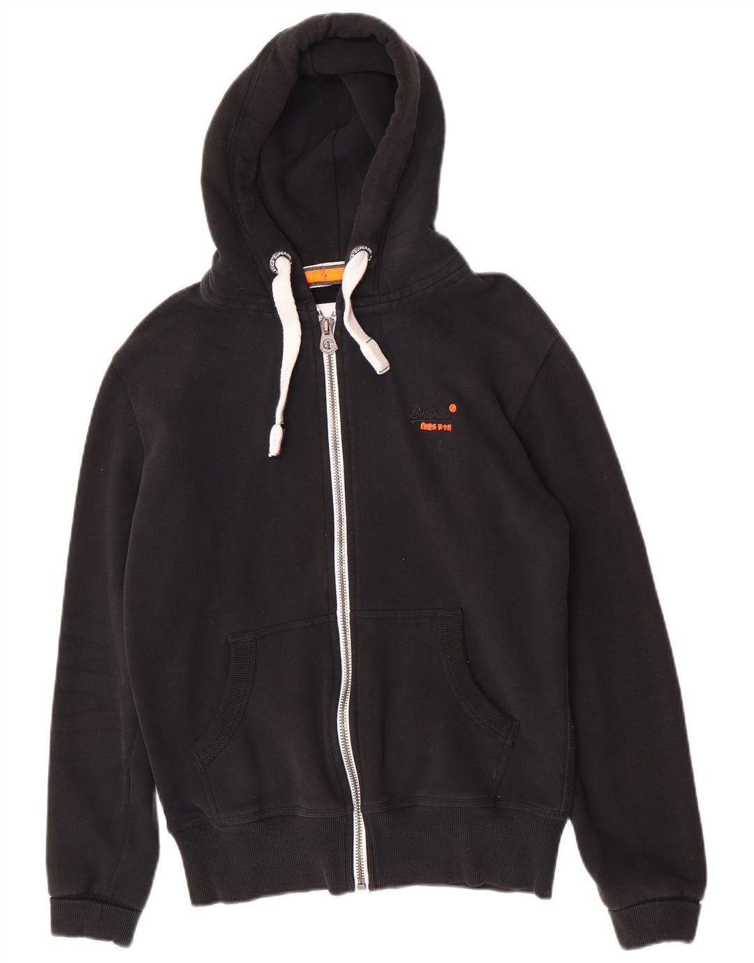 Superdry Hættetrøje med lynlås til mænd, lille sort bomuld