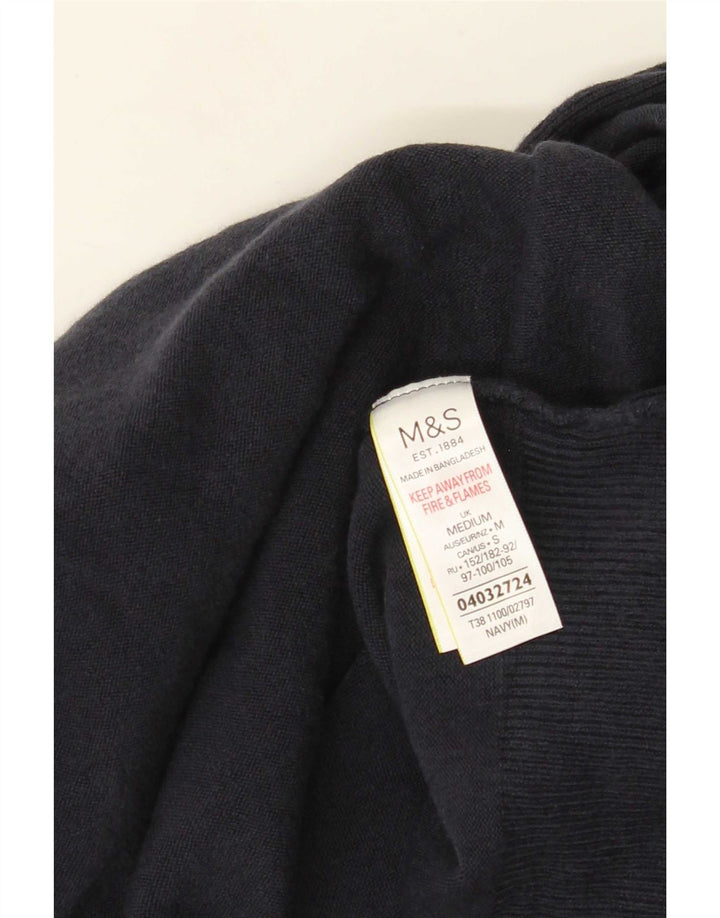 Marks & Spencer Womens Open Cardigan Sweater UK 14 Medium Navy Blue Akryl