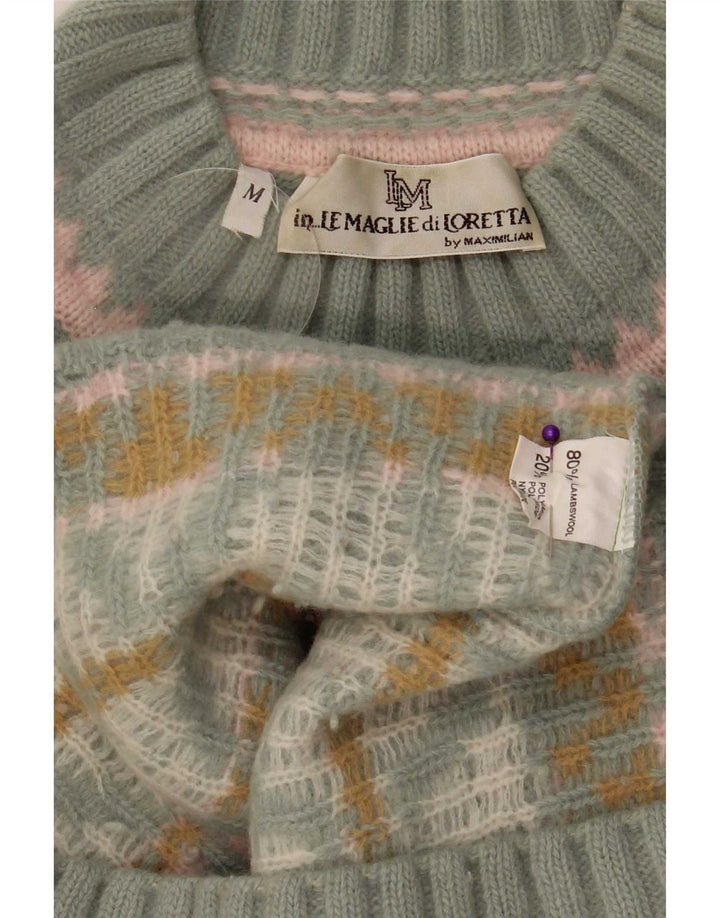 Maximilian Dame Turtle Neck Jumper Sweater UK 14 Medium Green Fair Isle