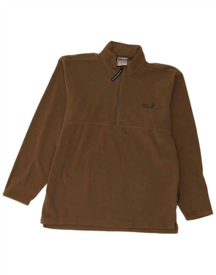 JACK WOLFSKIN Fleecetrøje med lynlås til mænd UK 40/42 Stor Khaki Polyester