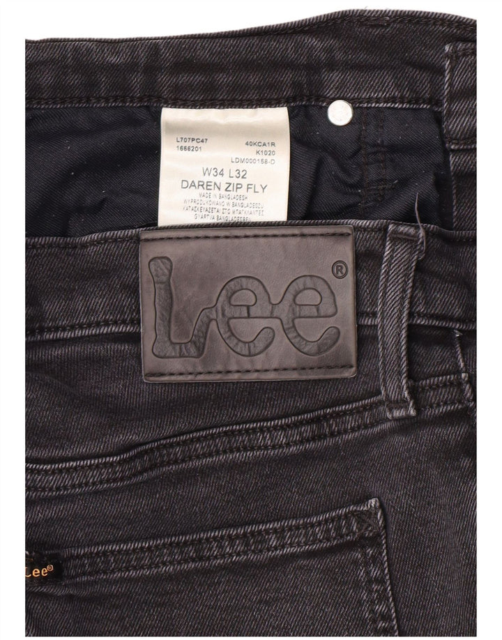 LEE Mens Daren Zip Fly Straight Jeans W34 L29 Black Cotton