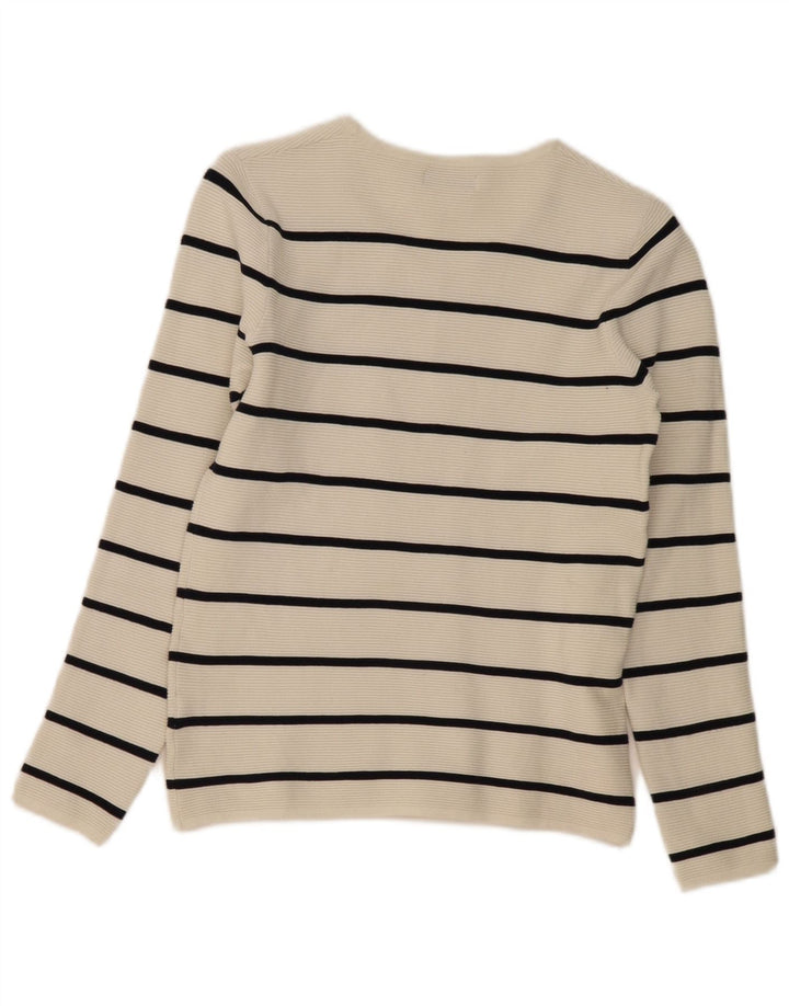 Zara Herre V-hals sweater lille hvid stribet