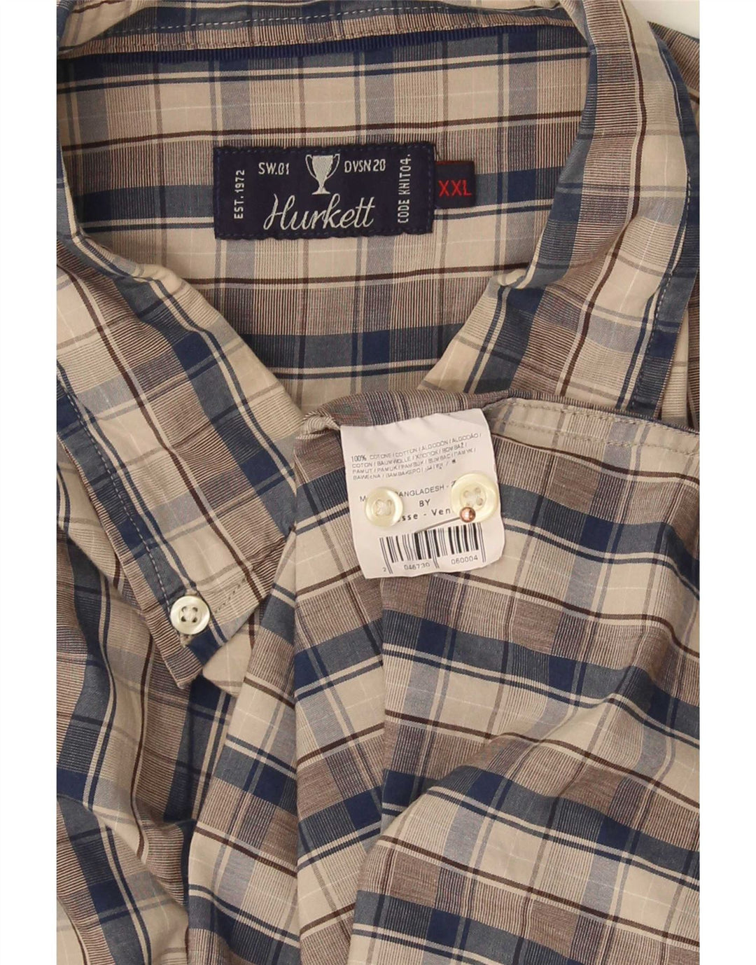 Vintage herreskjorte 2XL brun ternet bomuld