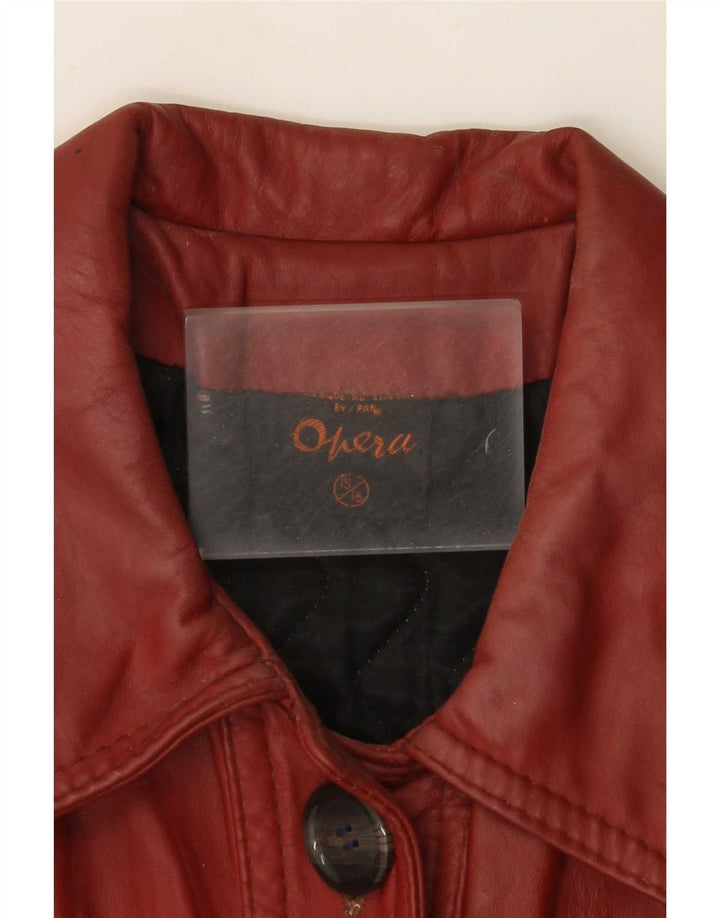 Opera Dame Læderfrakke UK 10 Small Burgundy Classic