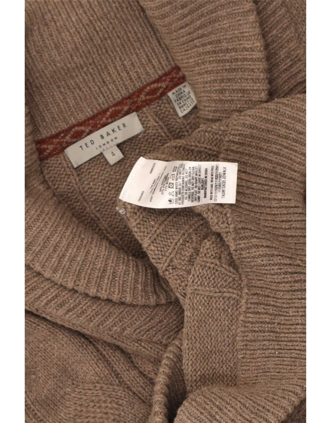 Ted Baker Herre Cardigan Sweater Størrelse 4 Stor Brun Bomuld