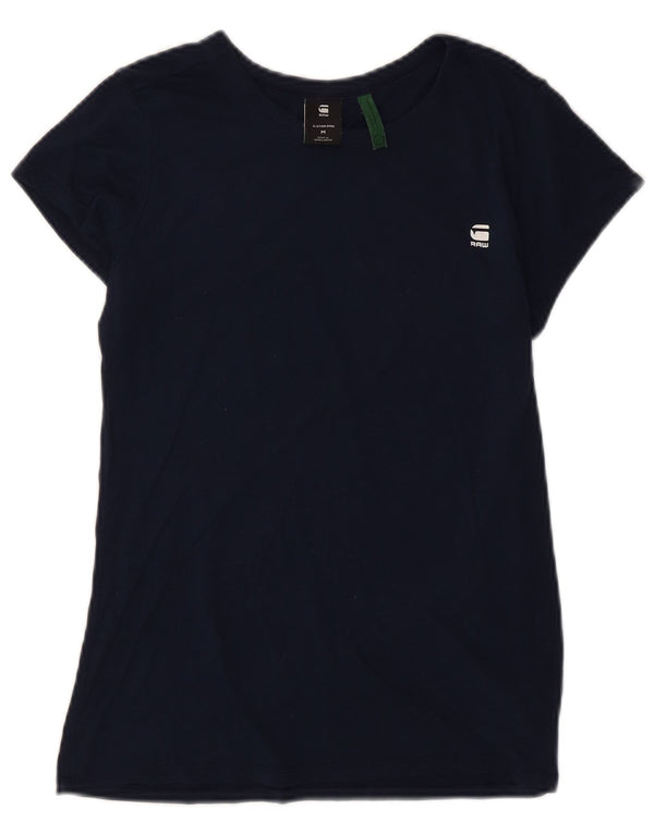 G-Star Dame T-Shirt Top UK 12 Medium Navy Blue Bomuld