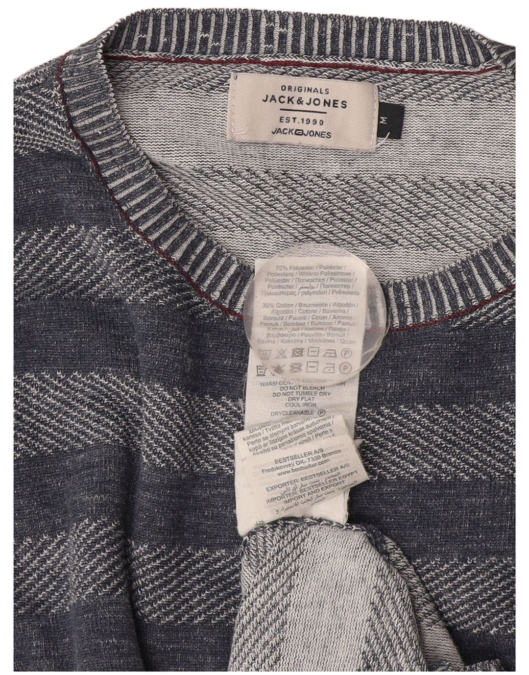 Jack & Jones Herre trøjetrøje med rund hals mellem marineblå stribet