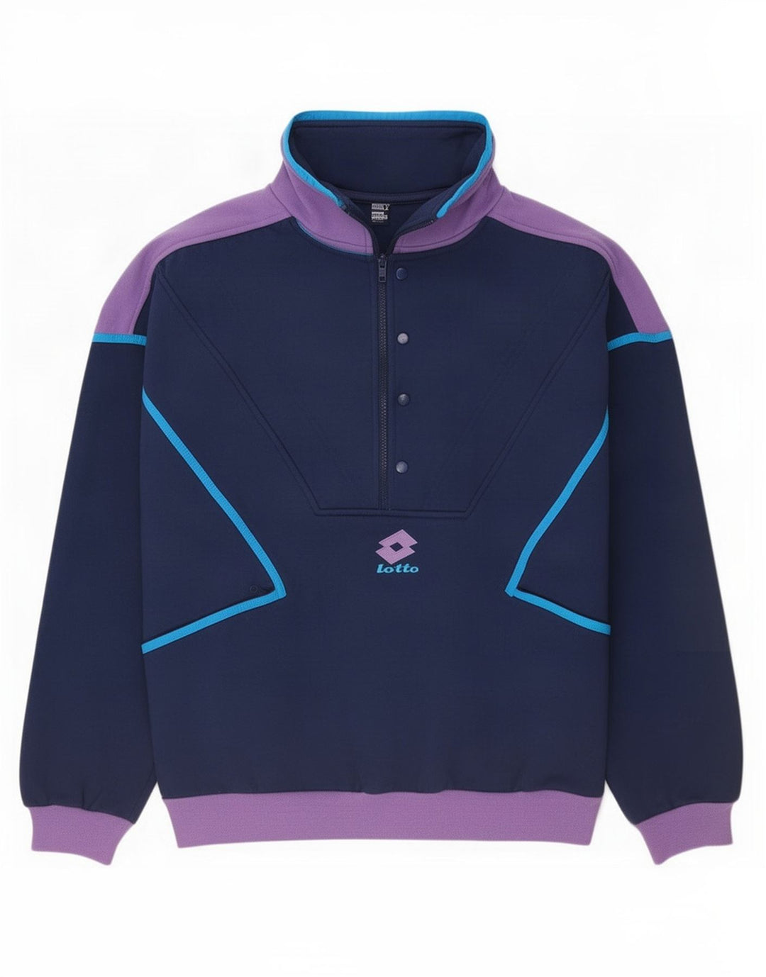 Lotto Herre Zip Neck Sweatshirt Jumper Large Navy Blue Colourblock Polyester