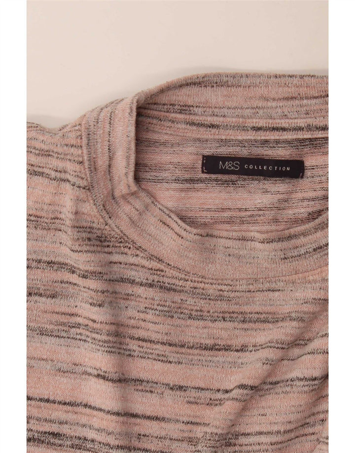 Marks & Spencer Dame sweater med rund hals DK 12 Medium Pink Stribet