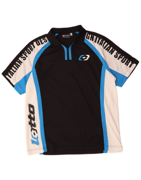 Lotto Herre grafisk lynlås-polo shirt UK 42/44 XL Sort Colourblock