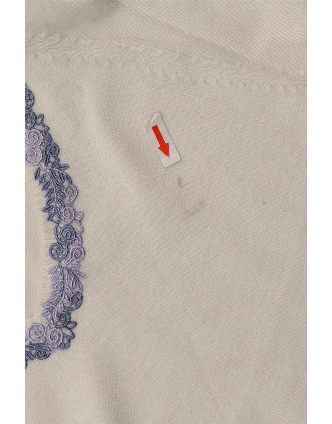 ZARA Dame V-hals sweater UK 14 Stor hvid bomuld