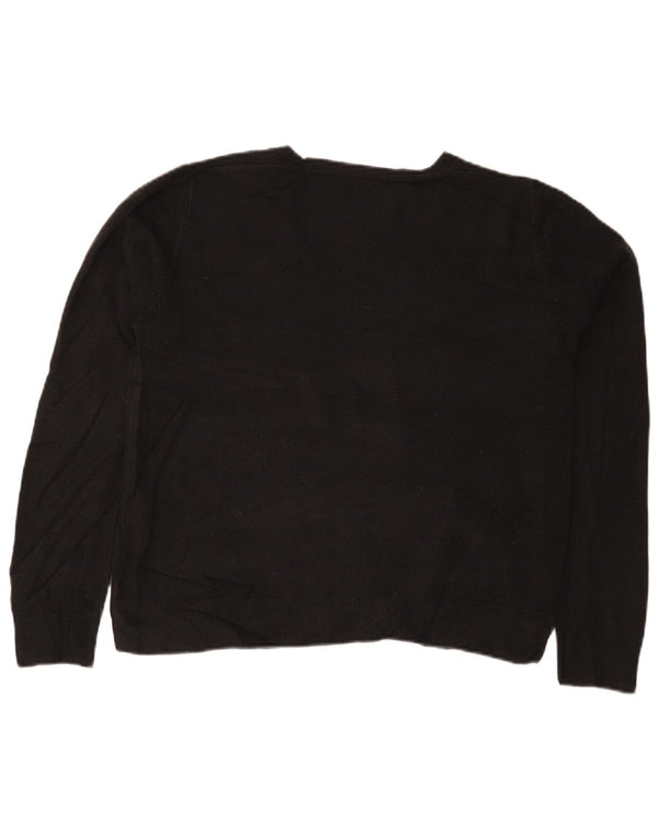 Marks & Spencer Dame V-hals sweater UK 16 Stor sort akryl